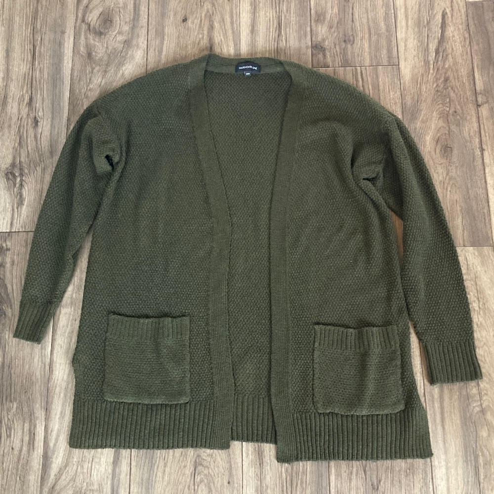 Warehouse One Olive Knit Cardigan Size Medium